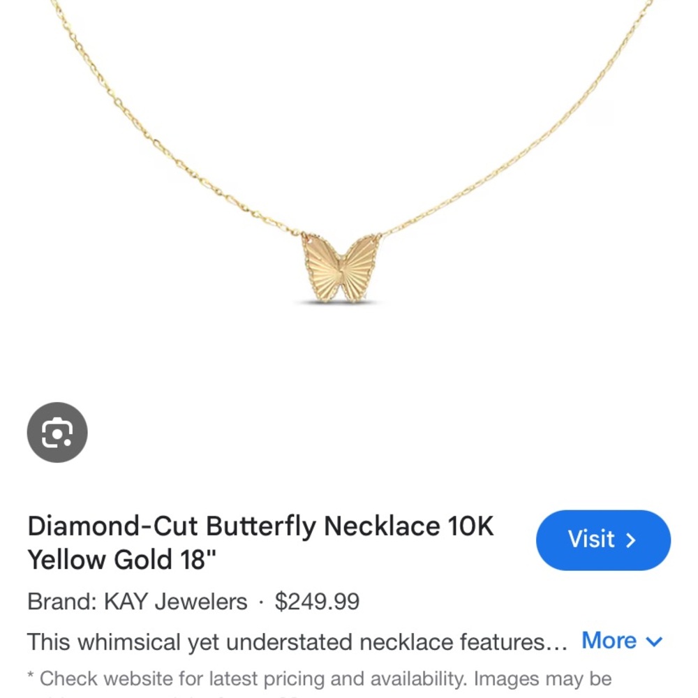 Kay jeweler butterfly 10k gold necklace
